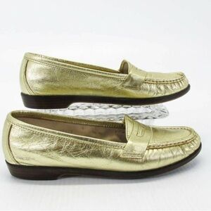SAS wink Gold Leather Tripad Comfort Driving Loafers metallic NEW size 8.5 N